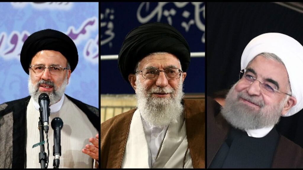 Iranian elections: Supreme leader Ayatollah Ali Khamenei (centre) felt it necessary to intervene in the increasingly testy presidential election race between Ebrahim Raisi (left) and Hassan Rouhani.