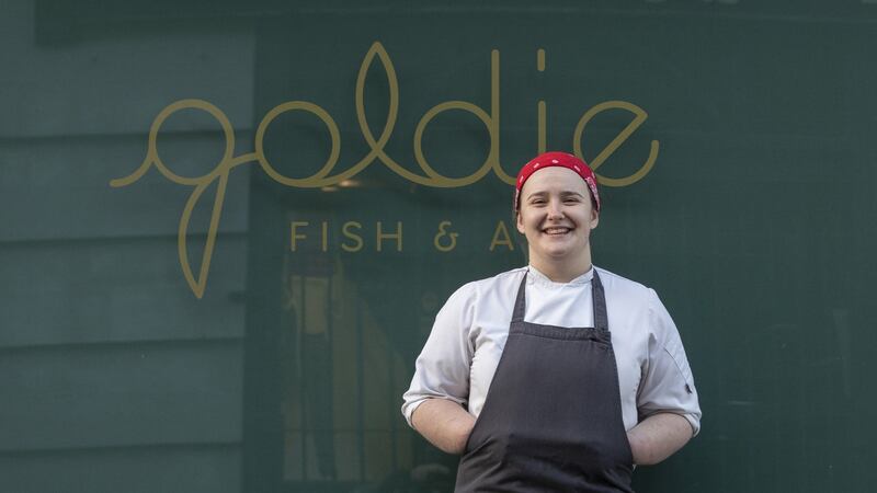 Chef Aisling Moore outside Goldie restaurant in Cork: During lockdown she spent her time cooking Indian and Thai food, which she says is perfect for entertaining. Photograph: Clare Keogh