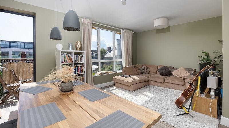 The open-plan living and dining area.