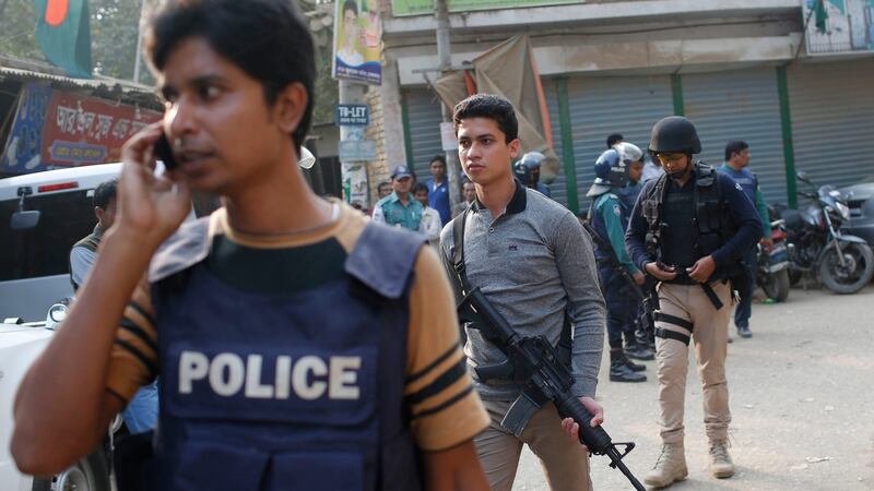 Bangladeshi Special Weapons and Tactics (Swat) police return after a raid in Dhaka, Bangladesh, Saturday, December 24th, 2016. Photograph: AP Photo