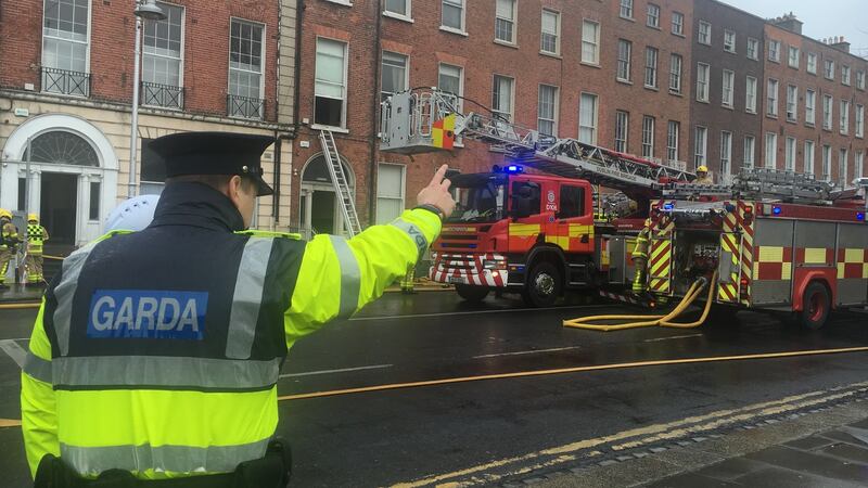 A turntable ladder was used to rescue five of the eight people. Photograph: Cyril Byrne/The Irish Times