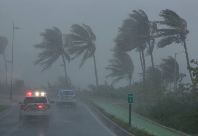 Hurricane Irma hits San Juan, Puerto Rico in 2017. Photograph: Alvin Baez/Reuters
