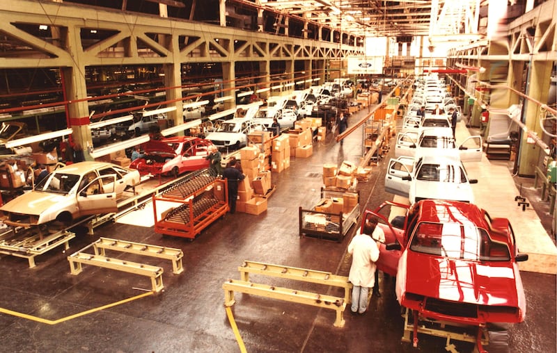 Ford Sierras on the line in Cork: in 1982 the firm invested £10m in order to produce the firm’s new family car but it was not enough to save the plant from closure