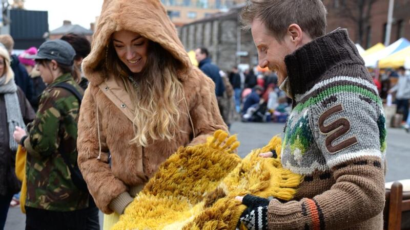 Ann and Phil Thompson from Greystones browsing at the Dublin Flea Market. Photograph: Cyril Byrne