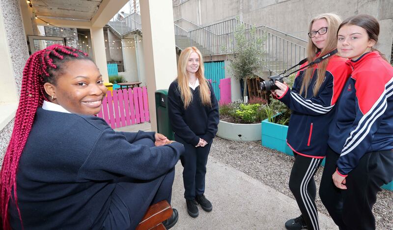 St. Vincent's Secondary School Students Receive Camera Equipment for PhotoGo 2021 Sponsored by GCU. Pic Jim Coughlan