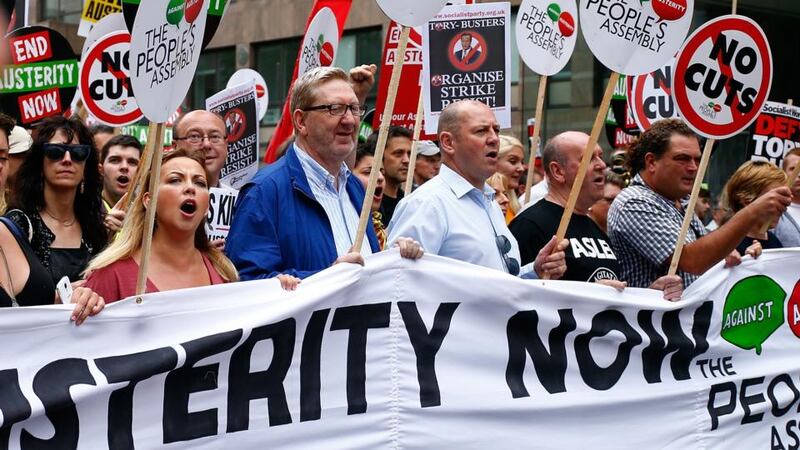 Charlotte Church attends an Anti Austerity demonstration at Bank Of England in London on Saturday. Photograph: Zak Kaczmarek/Getty Images