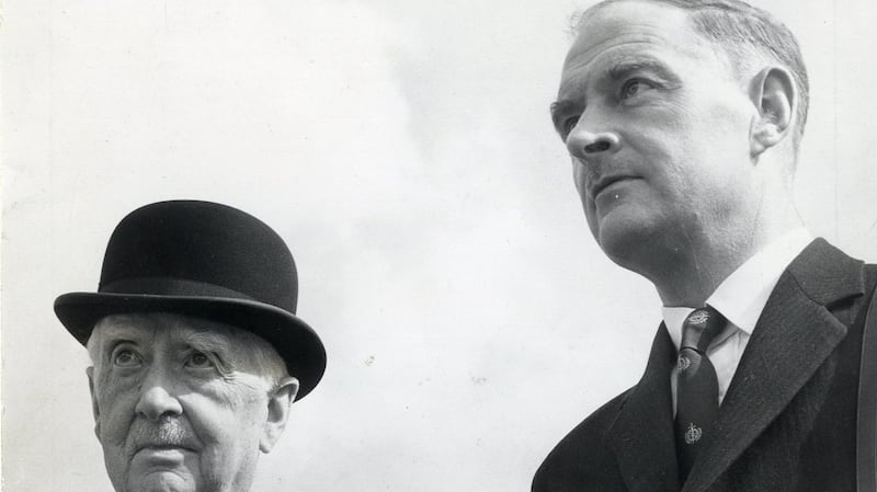 WT Cosgrave, former President of the Executive Council of the Irish Free State, and his son Liam Cosgrave (right) at the Phoenix Park races in 1960
