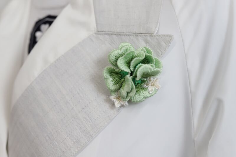 Detail of shamrock embroidery by LW Pearl for Olympian parade uniform