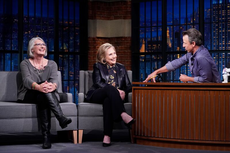 ‘I wanted nothing from her except friendship’: Louise Penny with Clinton on Late Night with Seth Meyers. Photograph: NBC/NBCU Photo Bank/Getty Images