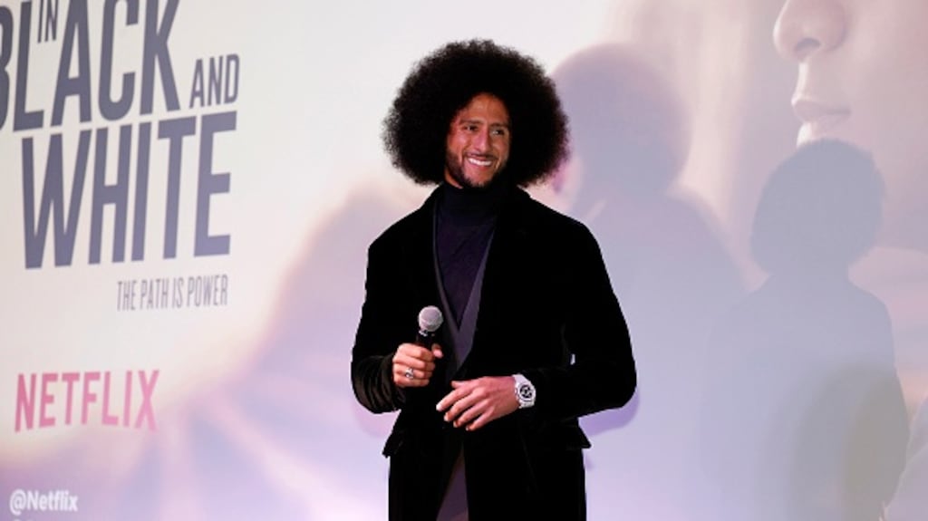 Colin Kaepernick attends the Netflix Limited Series Colin In Black And White Special Screening at The Whitby Hotel. Photograph: Arturo Holmes/Getty Images