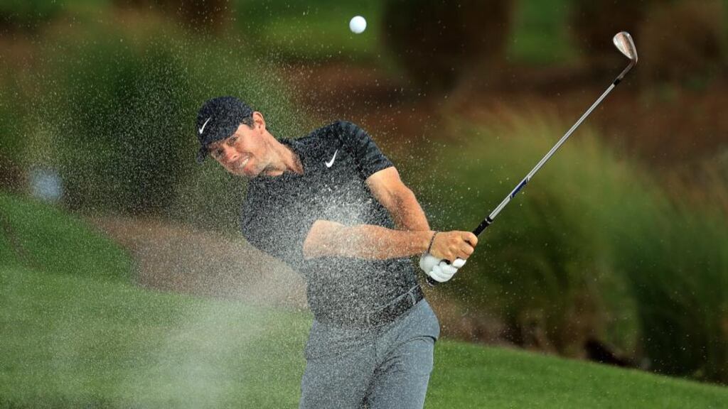 Rory McIlroy plays a bunker shot during the pro-am for the Honda Classic in Palm Beach Gardens, Florida. Photograph: Mike Ehrmann/Getty Images