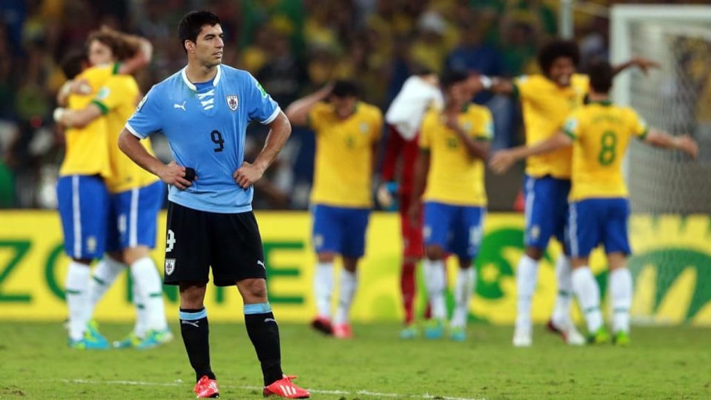 Luis Suarez during Uruguay’s Confederations Cup against Brazil last month. Photograph: Scott Heavey/Getty Images