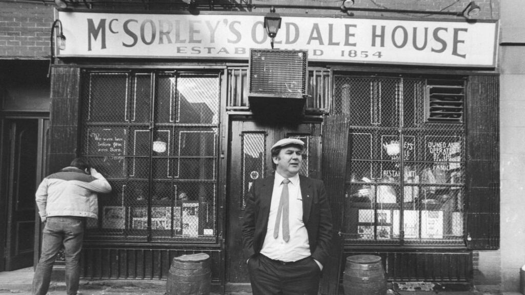 Matty Maher outside McSorley’s Old Ale House, which he joined in 1964 as a bartender, eventually becoming its owner. Photograph: Ari Mintz/Getty Images