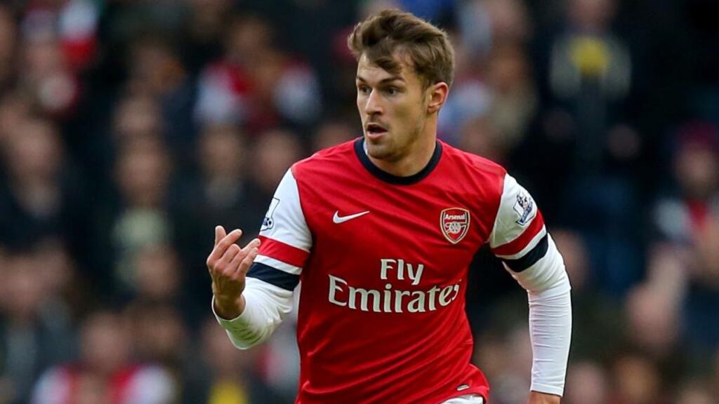 Midfielder Aaron Ramsey will be sidelined for up to six weeks with a thigh injury. Photograph: Dave Thompson/PA Wire.