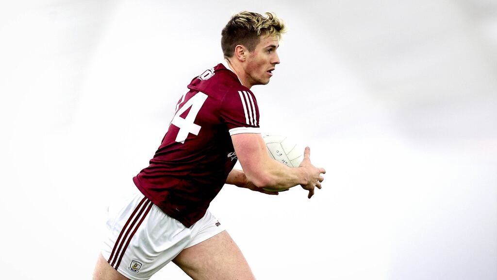 Shane Walsh scored 0-5 for Galway in their win over Down in Newry. Photograph: Ryan Byrne/Inpho