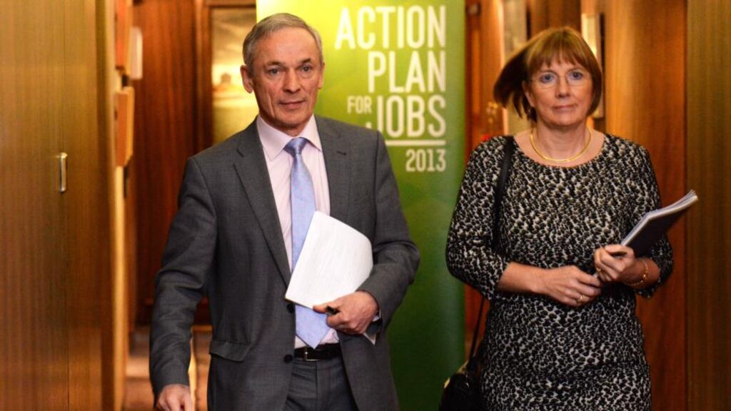 Minister for Jobs, Enterprise and Innovation Richard Bruton, with Julie Sinnamon, chief executive officer of Enterprise Ireland.Over 30,000 people set up new businesses in Ireland last year, according to the GEM report. Photo: Cyril Byrne/The Irish Times