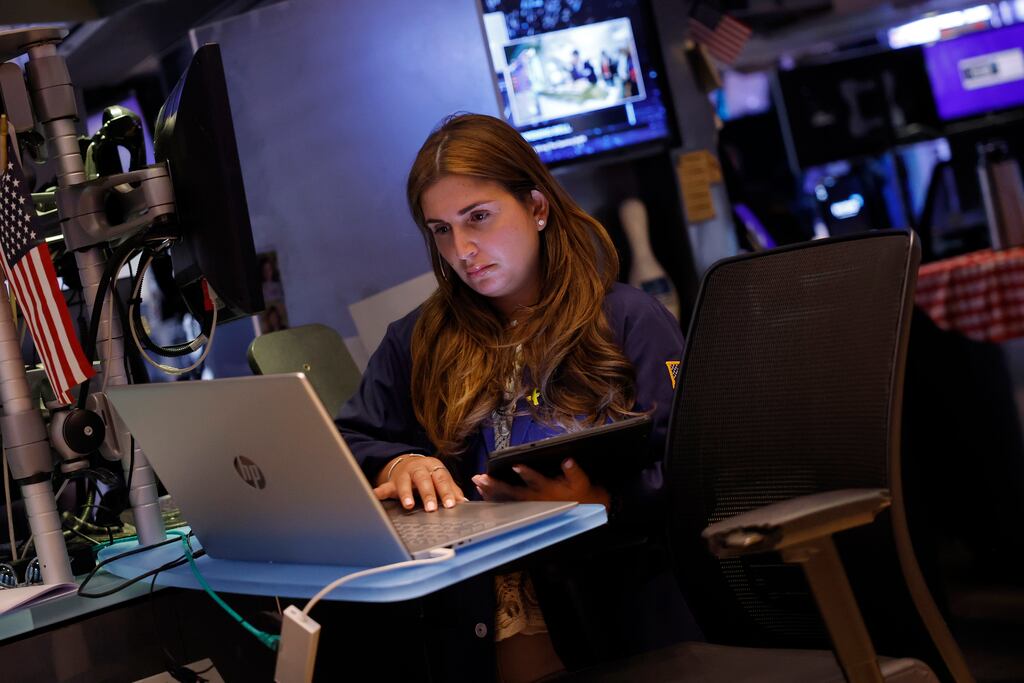 The tech-heavy Nasdaq and S&P 500 were lower in mid-afternoon trading in New York as chip stocks led losses ahead of the Fed interest rate decision. Photograph: Michael M Santiago/Getty Images