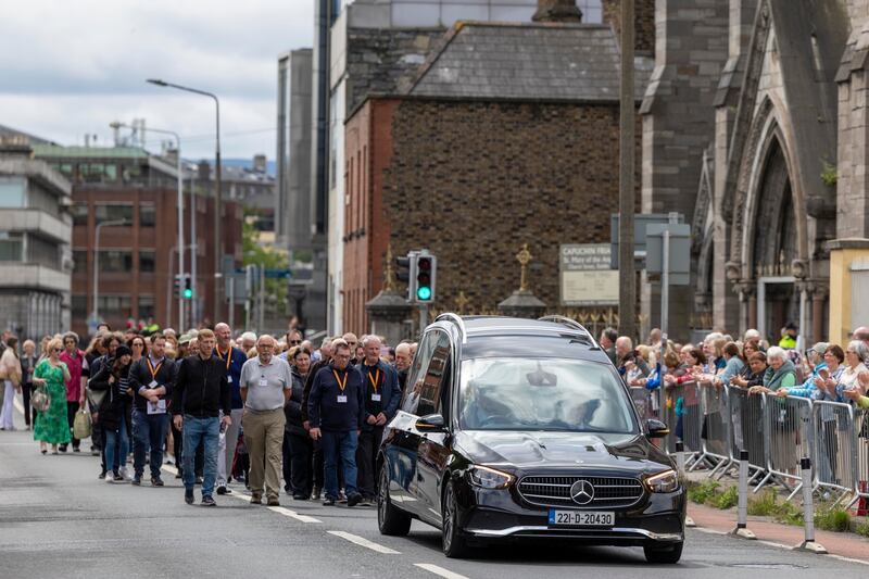 Br Crowley's funeral cortege leaving the church. Photograph: Tom Honan