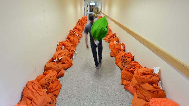 Sorting and despatching Junior and Leaving Cert exam scripts at the State Examinations Commission in Athlone. Photograph: Alan Betson / The Irish Times