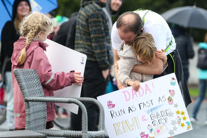 Father and son at the 2023 Dublin Marathon. Photograph: Nick Elliott/Elliott