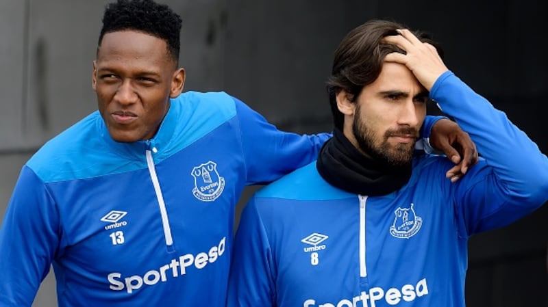 Yerry Mina and Andre Gomes joined Everton from Catalan giants Barcelona in a shock deal last summer. Photograph: Getty Images