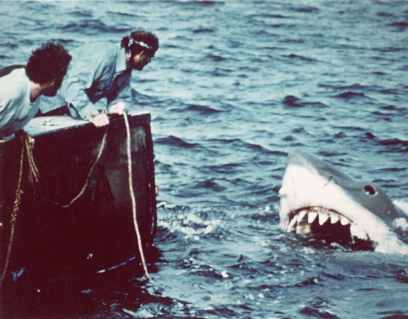 Richard Dreyfuss (left) as marine biologist Hooper and Robert Shaw as shark fisherman Quint in Steven Spielberg’s Jaws. Photograph: Universal Pictures via Getty Images