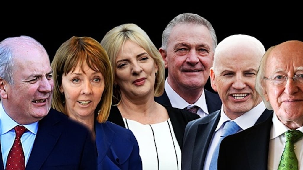 Presidential candidates: Gavin Duffy, Joan Freeman, Liadh Ní Riada, Peter Casey, Sean Gallagher and Michael D. Higgins