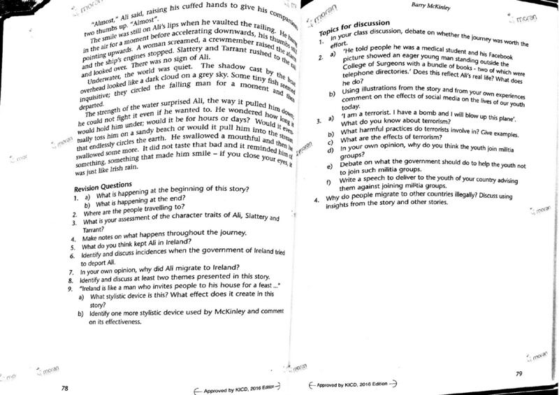 Some of the questions from the textbook, which ignore the main character’s homosexuality, key to understanding the story