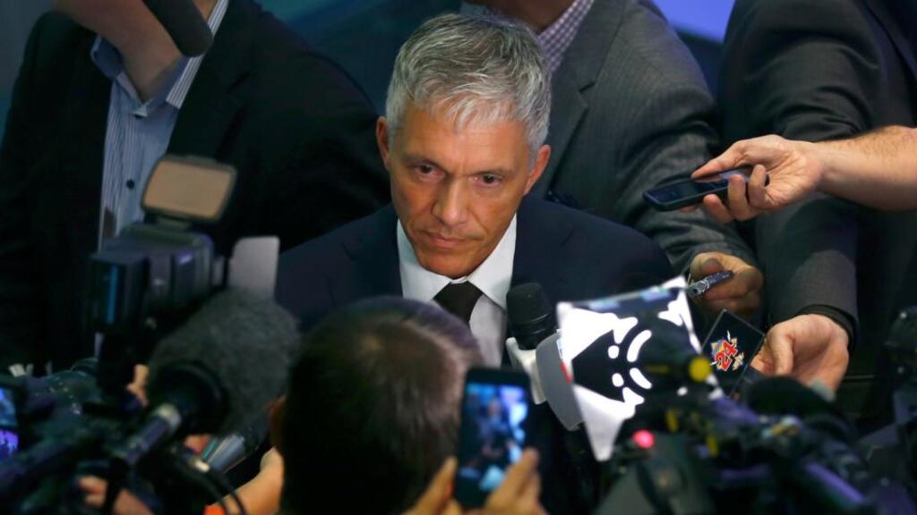 Swiss attorney general Michael Lauber speaks to media in Bern yesterday. REUTERS/Ruben Sprich