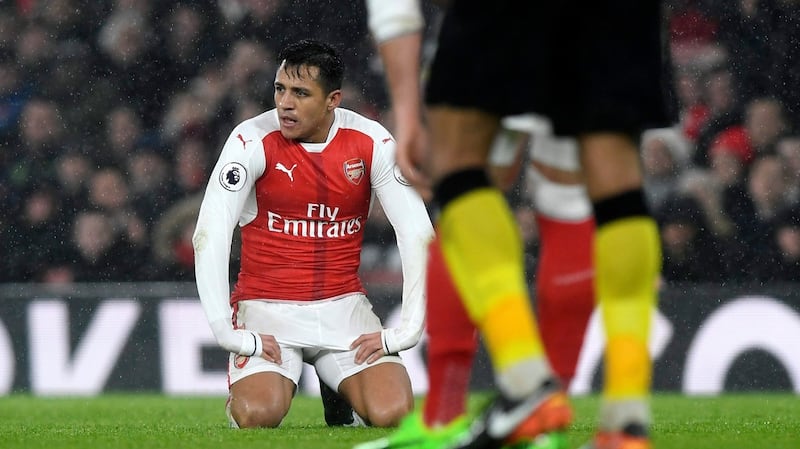 Alexis Sánchez during Arsenal’s loss to Watford on Tuesday. Photograph: Will Oliver/EPA