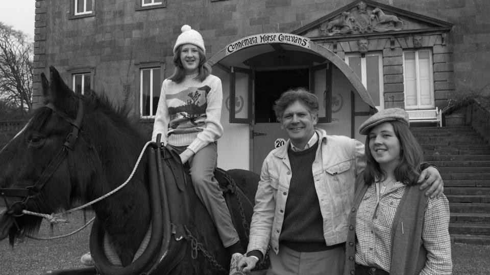 Lord Altamont, Karen and Lucinda on a horse-drawn caravan in 1982. Photographs: Liam Lyons