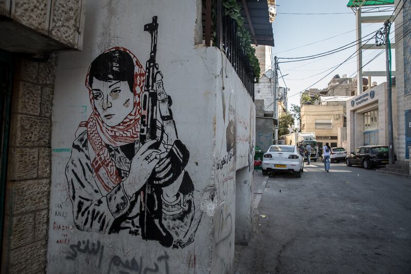 A mural inside Aida refugee camp