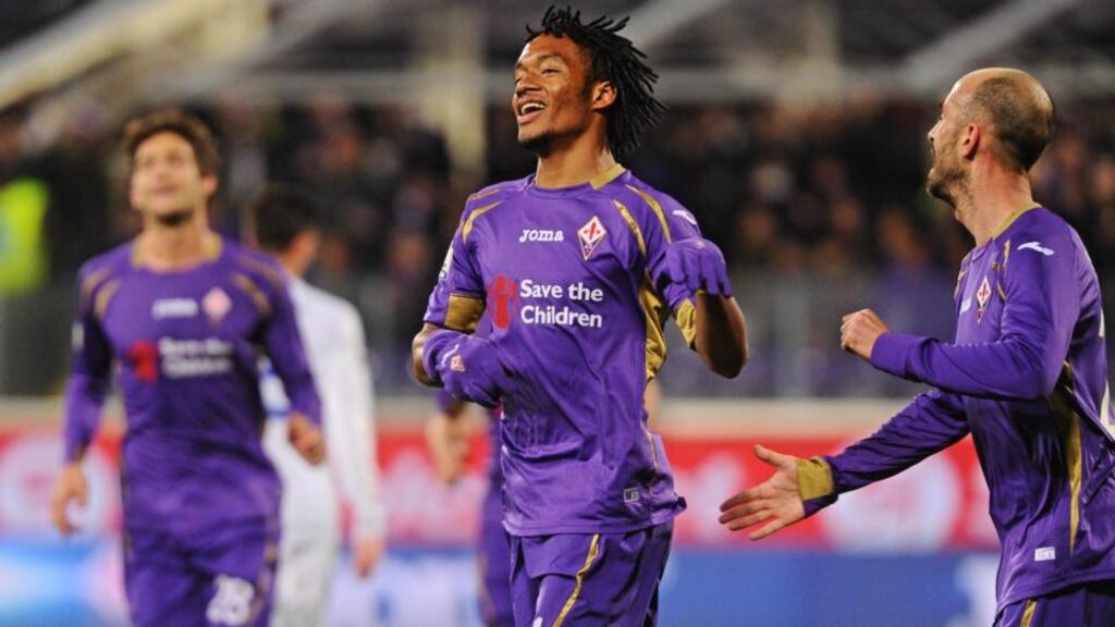 Chelsea have signed Fiorentina’s Colombia forward Juan Cuadrado according to the Italian club. Photograph: Maurizio Degl’Innocenti/EPA
