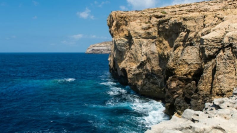 The site of the Azure Window in Gozo after it fell into the sea.