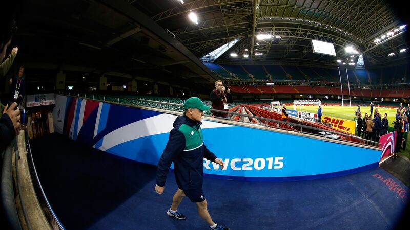 Ireland coach Joe Schmidt  enters the field during Ireland training at the Millennium Stadium in October  2015 in Cardiff, Wales. Photograph: Stu Forster/Getty Images