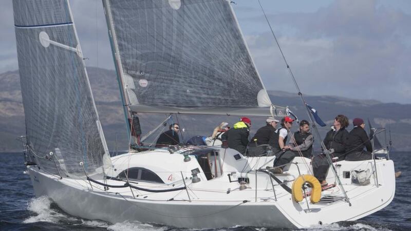 Dromore East boat Fools Gold on the way to overall victory at the Scottish Series at tarbert last week. Photograph: Marc Turner.