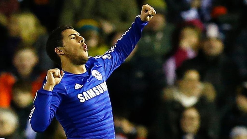Chelsea’s Eden Hazard is close to signing a lucrative new contract. Photograph: REUTERS/Darren Staples