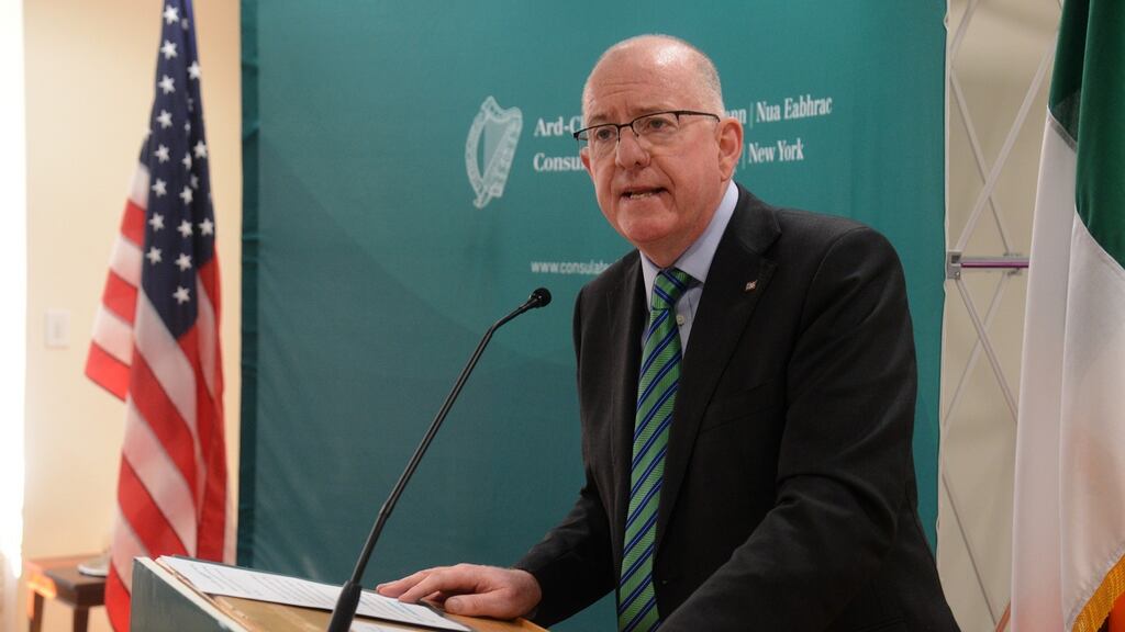 Minister for Foreign Affairs Charlie Flanagan TD launching the 2016 Centenary Ptogramme in the United States of America   at the Irish consulate in New York. Photograph:  James Higgins
