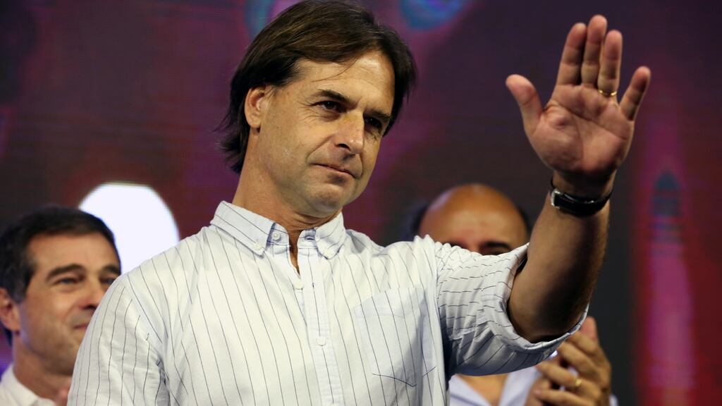 Conservative National Party challenger Luis Lacalle Pou says if he wins on Sunday he will reduce the role of the state in the economy and boost its competitiveness. Photograph: Raul Martinez/EPA