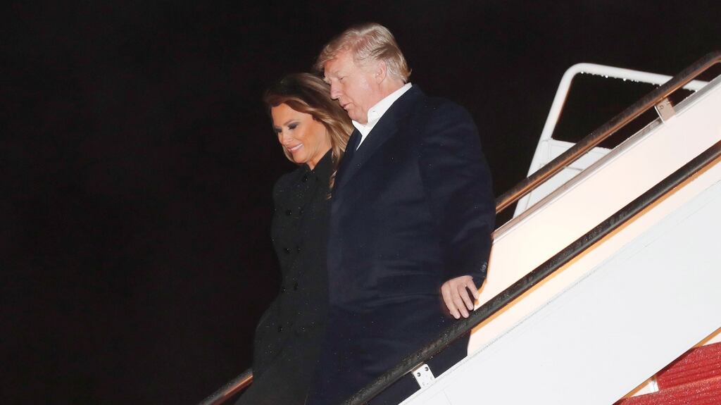 US president Donald Trump and first lady Melania Trump arriving in Maryland, US, after the G20 summit in Argentina