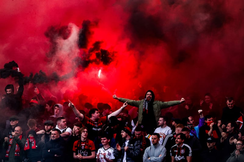 Bohemians fans ahead of the FAI Cup final against Shelbourne. Photograph: Bryan Keane/Inpho