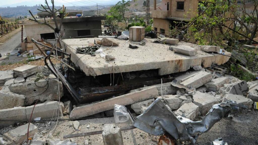Damage is seen in what appears to be a chicken farm following the air strike near Damascus. Photograph: Sana/handout via Reuters