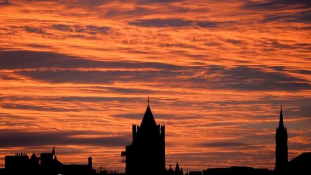 The spires of Christ Church and St Audoen’s. Easter Sunday services at Christ Church Cathedral and six Church of Ireland parishes in Dublin city centre have been cancelled. Photograph: The Irish Times