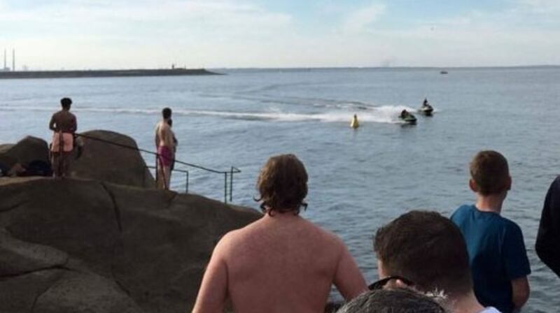 A picture from May this year showing jet skis close to the swimming zone near Dun Laoghaire. Photograph: Irish Coast Guard