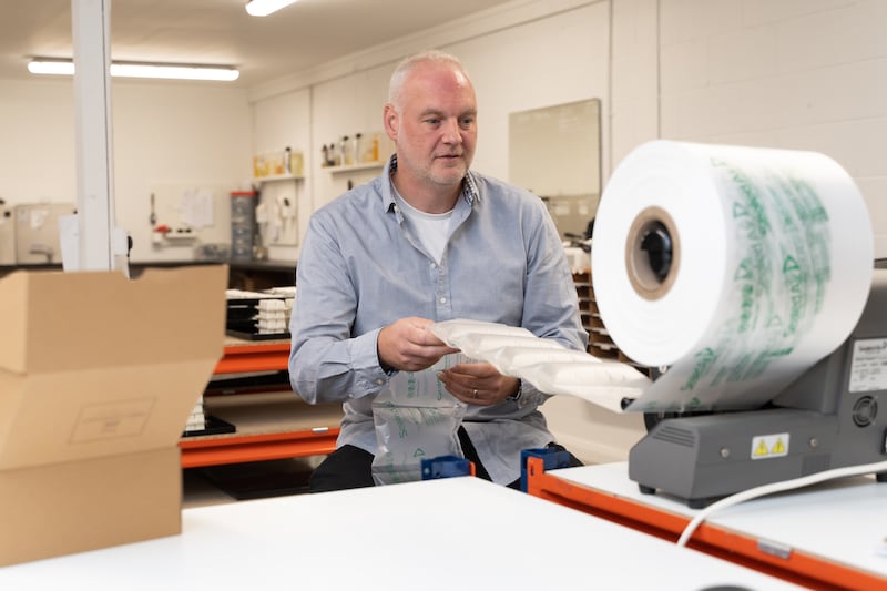 Air cushions to protect e-commerce purchases while in transit replaced a non-recyclable filler