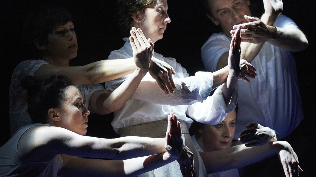 Kate Stanley Brennan, Ivonne Kalter, Ingrid Craigie, Emma O’Kane and Ronan Leahy in Invitation to a Journey, a CoisCéim, Crash Ensemble and Fishamble collaboration. Photograph: Ros Kavanagh