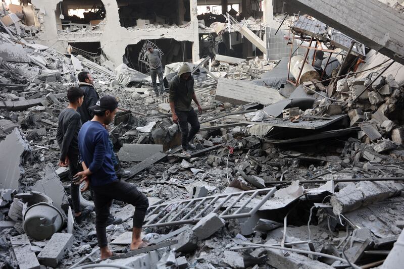 Palestinians check the rubble of a building after Israeli bombardment at Al-Daraj neighbourhood in Gaza City on April 16th. Photograph: AFP via Getty Images
