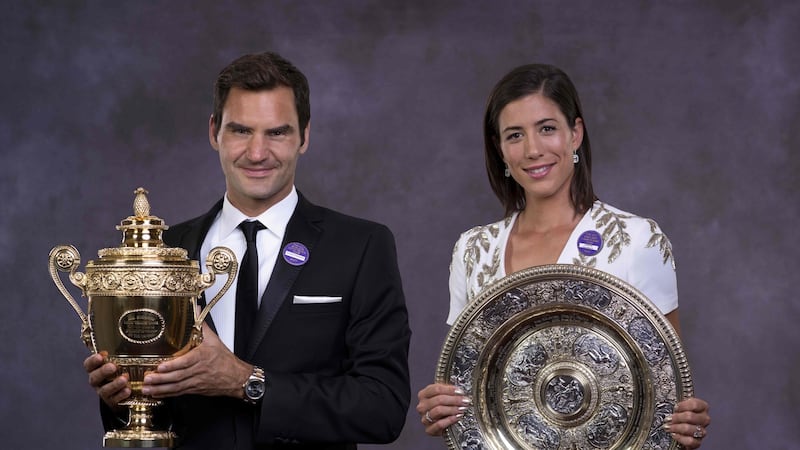 2017’s Wimbledon winners, Roger Federer and Garbine Muguruza. Photograph: Thomas Lovelock/AFP