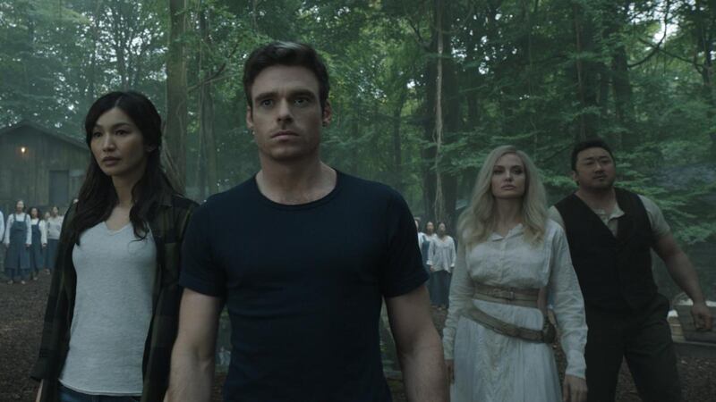 Gemma Chan, Richard Madden, Angelina Jolie and Don Lee in Eternals