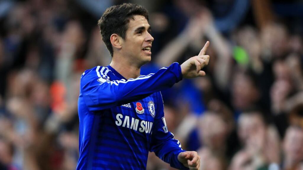 Oscar has signed a new contract which will keep him at Chelsea until 2019. Photograph: Stephen Pond/PA